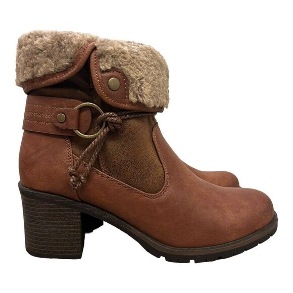 GC Shoes Doja Cognac Faux Fur Booties Shoes Size 8.5 M Women’s Good Choice NEW - Picture 9 of 13